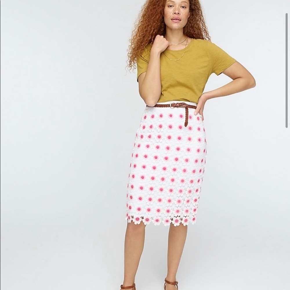 J.Crew Floral Crochet Midi Pencil Skirt | Cottagecore Lace/ feminine summer